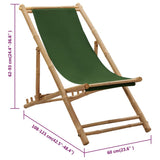 Beach Chair Green Bamboo and canvas Perfect for adults Foldable 313021