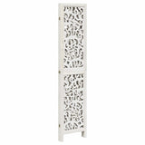 Room Divider 4 Panels White Solid Wood Paulownia 358738