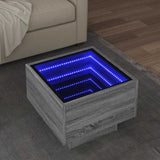 Side Table with LED Grey Sonoma 40x40x30 cm Engineered Wood 847502