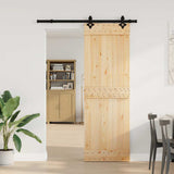 Sliding Door with Hardware Set 70x210 cm Solid Wood Pine 3332676