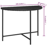 Garden Table Black 100x50x75 cm Poly Rattan 316652