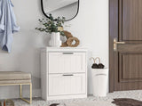 Two-Drawer Minimalistic Shoe Storage Cabinet, for 10 Shoes, White T3398P329448