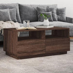 ZNTS Coffee Table with LED Lights Brown Oak 90x49x40 cm 839839