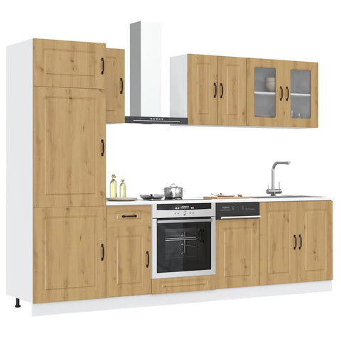 ZNTS 8 Piece Kitchen Cabinet Set Kalmar Artisan Oak Engineered Wood 3314800