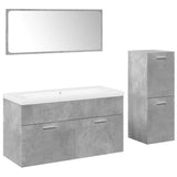4 Piece Bathroom Furniture Set Concrete Grey Engineered Wood 3324884