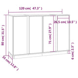 ZNTS Sideboard White 120x35x80 cm Solid Wood Pine 814495