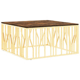 Coffee Table Gold Stainless Steel and Solid Wood Reclaimed 350070
