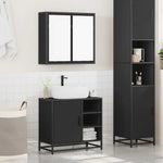 ZNTS 2 Piece Bathroom Furniture Set Black Engineered Wood 3300905