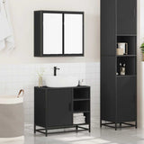 ZNTS 2 Piece Bathroom Furniture Set Black Engineered Wood 3300905