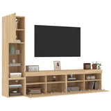 4 Piece TV Wall Units with LED Sonoma Oak Engineered Wood 3216713