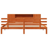 ZNTS Bookcase Bed without Mattress Wax Brown 180x200 cm Super King Solid Wood Pine 3322727