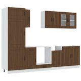 8 Piece Kitchen Cabinet Set Kalmar Brown Oak Engineered Wood 3314798