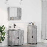 Bathroom Furniture Set with Drawer with Door 3 pcs Grey Sonoma 3392959