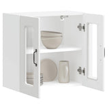 Kitchen Wall Cabinet with Glass Door Kalmar White Engineered Wood 853667