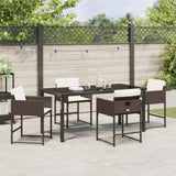 Garden Dining Set with Cushion 5 pcs Brown Poly Rattan 3380018