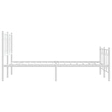 Metal Bed Frame without Mattress with Footboard White 120x200cm 376193