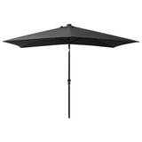 Garden Parasol with LEDs and Steel Pole Anthracite 2x3 m 313788