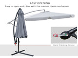 2.7m Garden Banana Parasol Cantilever Umbrella with Crank Handle and Cross Base for Outdoor, Hanging T3398P320143