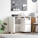 Desk with Wheels White 91 x 50 x 77 cm Engineered Wood 869530