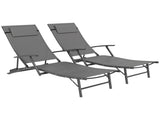 Set of Two Adjustable Back Sun Loungers - Grey T3398P320086