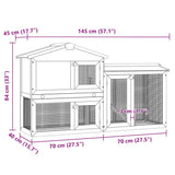 Outdoor Large Rabbit Hutch Grey and White 145 x 45 x 84 Wood 170840