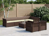 7-Seater Garden Sofa with Cushions Rattan Look PP Brown 3444146