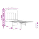 Metal Bed Frame without Mattress with Headboard White 90x190cm 352619