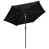 3-Tier Garden Parasol with Aluminium Pole Black 2.5 m 313866