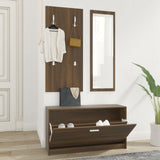 3-in-1 Shoe Cabinet Set Brown Oak Engineered Wood 342576