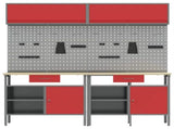 Work Bench Set 8 pcs Red and Grey Powder-Coated Steel 3321499