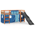 Kids' Loft Bed with Curtains Blue 80x200 cm Solid Wood Pine 3309072