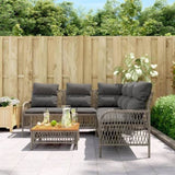 2 Piece Garden Sofa Set with Cushions Grey Poly Rattan 368734