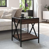 Coffee Table with Infinity LED Brown Oak 40x40x49 cm 847696
