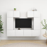 6 Piece TV Cabinet Set White Engineered Wood 3078698