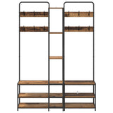 Coat Stand with Shoes Bench Old Wood 143 x 30 x 199.5 cm 8012048