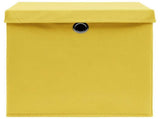 Storage Boxes with Covers 10 pcs 28x28x28 cm Yellow 325226