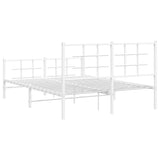 Metal Bed Frame without Mattress with Footboard White 140x190cm 355628