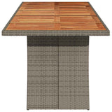 Garden Table with Acacia Wood Top Grey 240x90x75 cm Poly Rattan 365596