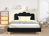 Children's Bed Frame with Headboard Black 90 x 200 cm Fabric 42011061