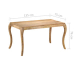 ZNTS Dining Table 135x75x76 cm Solid Mango Wood 247114