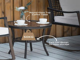 Rattan Bistro Set, 3 Pieces Wicker Garden Furniture Set with Rocking Chairs and Round Glass Top T3398P323999