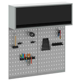 Tool Cabinet Set with Shelf 3 pcs Black Powder-Coated Steel 3321410