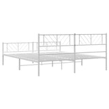 Metal Bed Frame without Mattress with Footboard White 183x213cm 372251