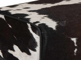 Bench 110 x 30 x 45 cm Real Leather Black and White 42042116