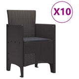 Garden Dining Set 11 pcs Brown Polypropylene 3378600