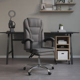 Reclining Office Chair Grey Faux Leather 349812
