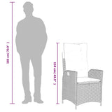 Reclining Garden Chair with Cushions Grey Poly Rattan 365263