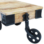ZNTS Coffee Table with Wheels Rough Mango Wood 243280