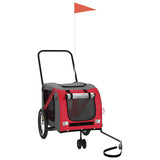 Pet Bike Trailer Red and Grey Oxford Fabric and Iron 93894