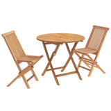 3 Piece Folding Garden Bistro Set Natural Solid Teak Wood 3434098